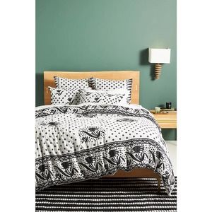Anthropologie Jacquard-Woven Jeanette Duvet Cover Queen Size New in Package